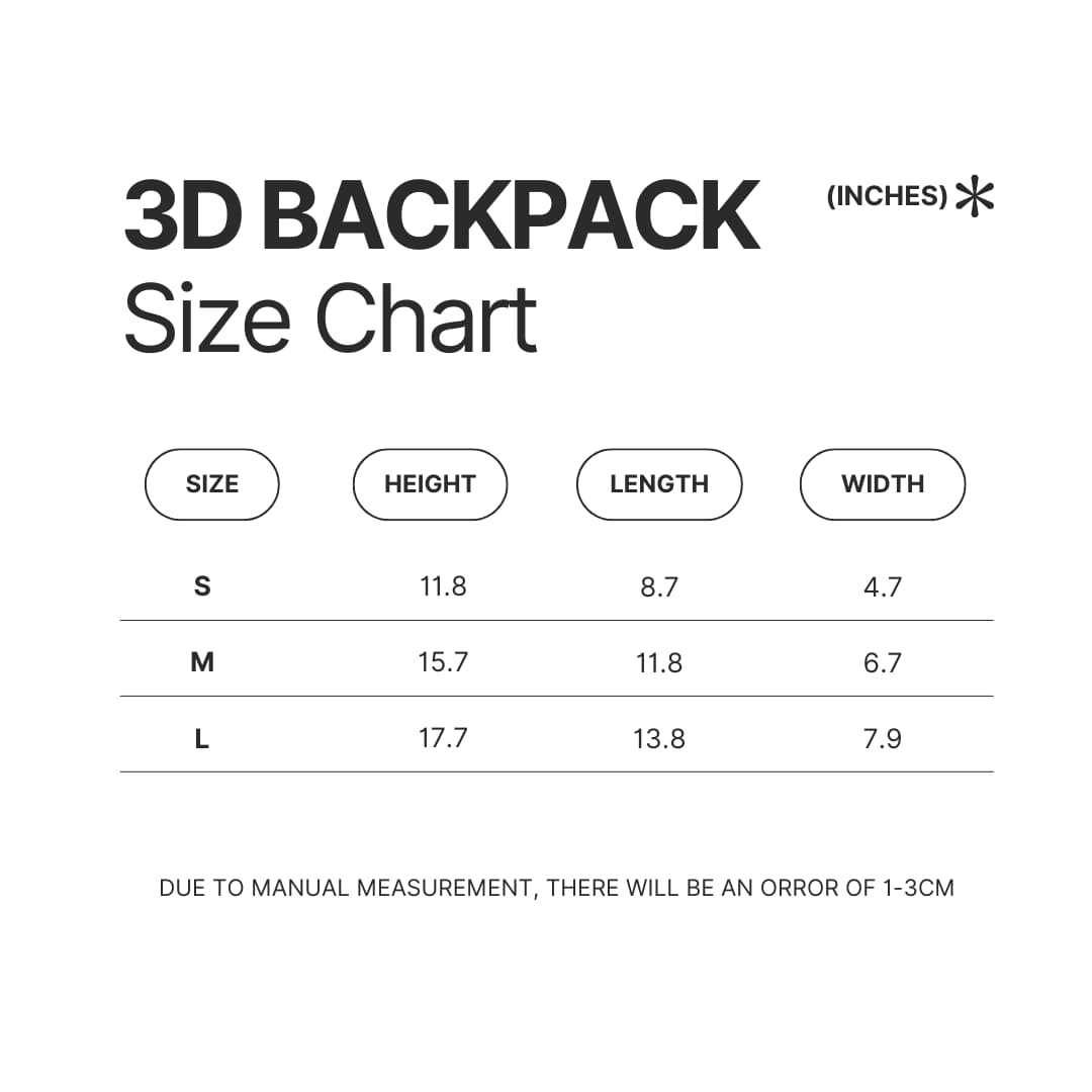 3D Backpack Size Chart - Five Nights At Freddy's AU Store