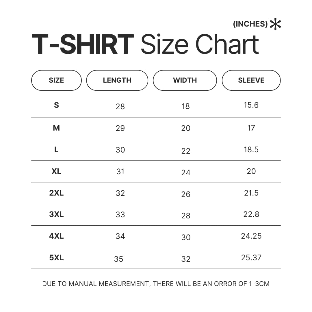 T shirt Size Chart - Five Nights At Freddy's AU Store
