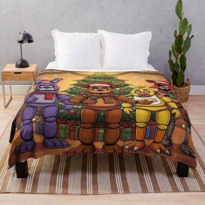 Merry Christmas Fnaf Game Throw Blanket