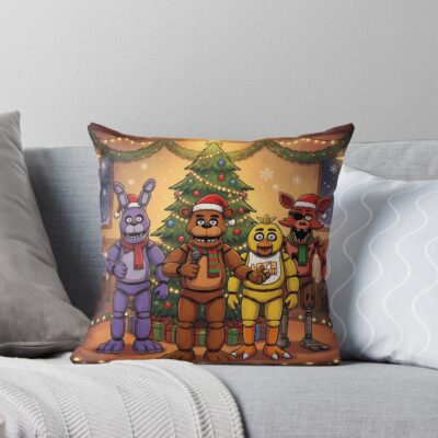 Merry Christmas Fnaf Game Throw Pillow